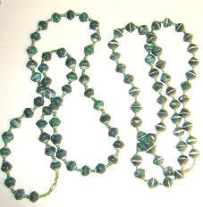 2 green paper bead necklaces